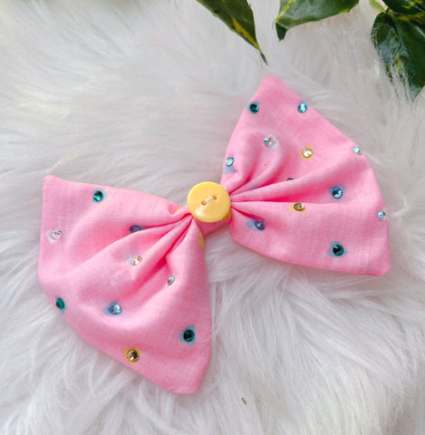 Pink Sparkly Hair bow 5"